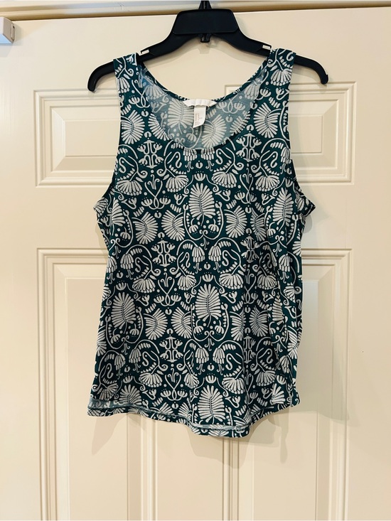 H&M Tops - H&M Teal and White Scoop Neck Printed Tank
